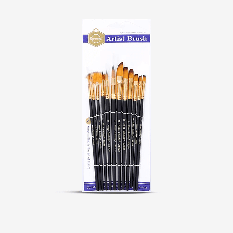 Keep smiling Artis Acrylic Paint Brush - 12 pcs set. 