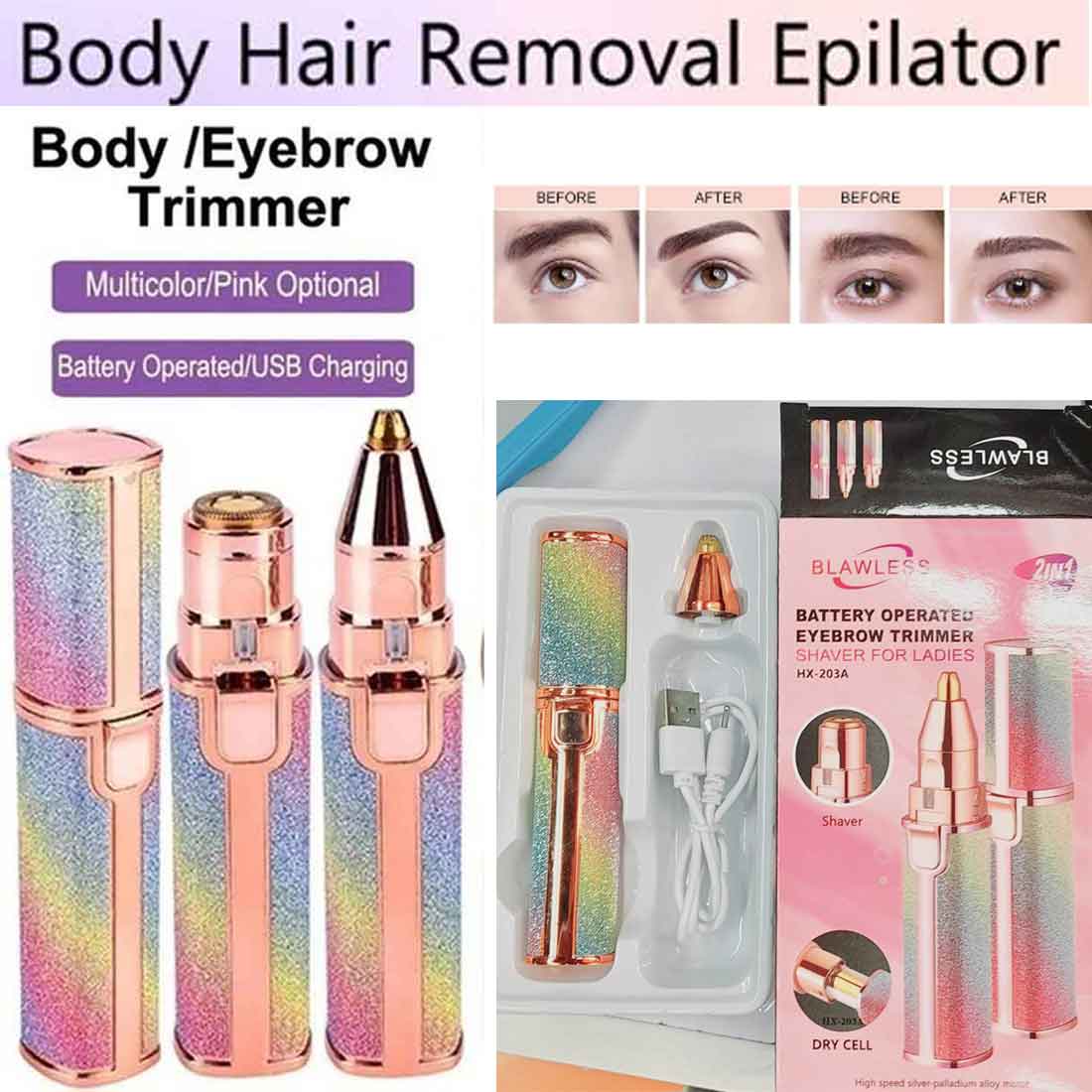 BLAWLESS 2IN1 BATTERY OPERATED EYEBROW TRIMMER SHAVER FOR LADIES HX203A