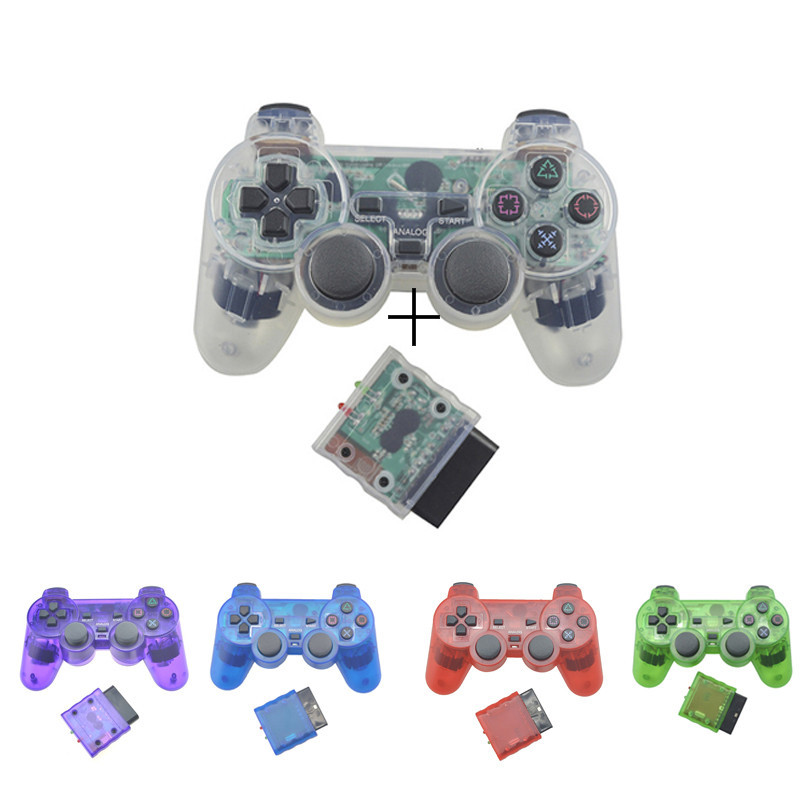 Transparent Color Game Controller For Sony PS2 Wireless gamepad 2.4GHz Vibration Controle Gamepad for Playstation 2. 