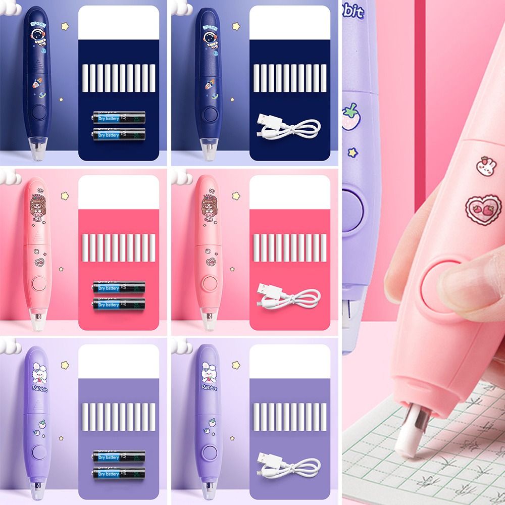 Cartoon For Sketch Writing Drawing Students Rechargeable/Battery Powered Automatic Pencil Eraser Electric Eraser Correction Tools. 