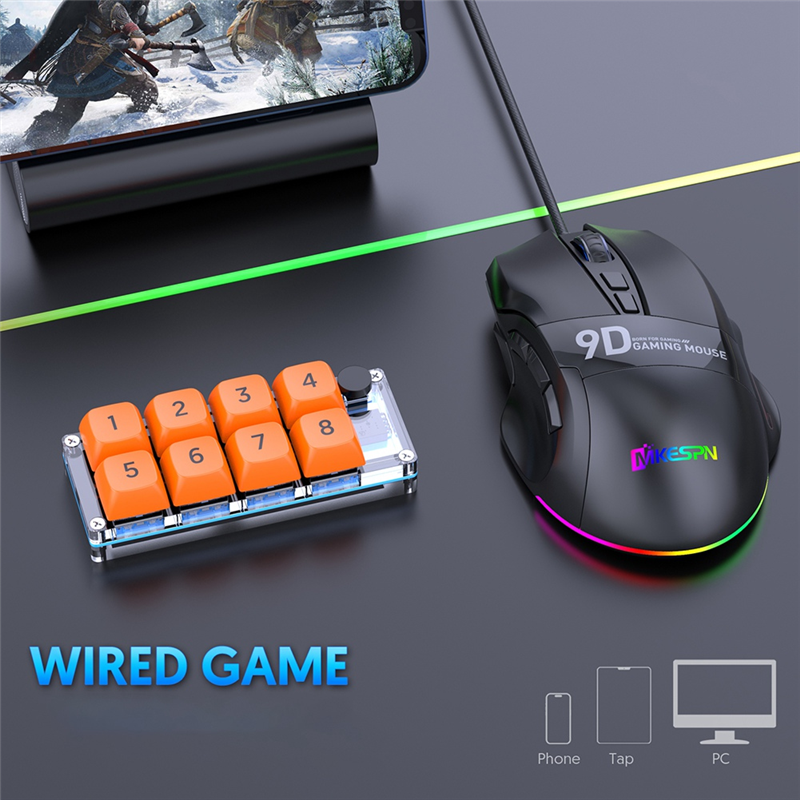 MKESPN RGB Programming Custom Mechanical Keyboard and Gaming Mouse Combo 8 Key Copy Paste Mini Button Accessory Part Kit for Photoshop Hotswap. 