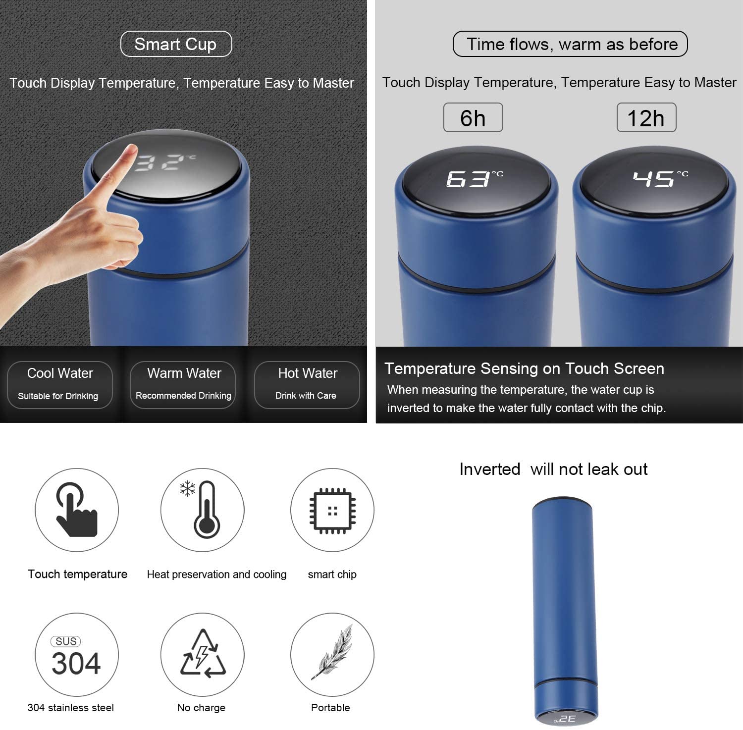 Smart Thermos Flask with Led Temperature Display In Touch. 