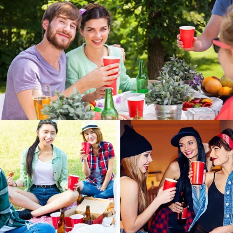 16-Ounce Plastic Party Cups in Red (50 Pack) Disposable Plastic Cups Recyclable Red Cups with Fill Lines for Drinks,BBQ,Picnics. 