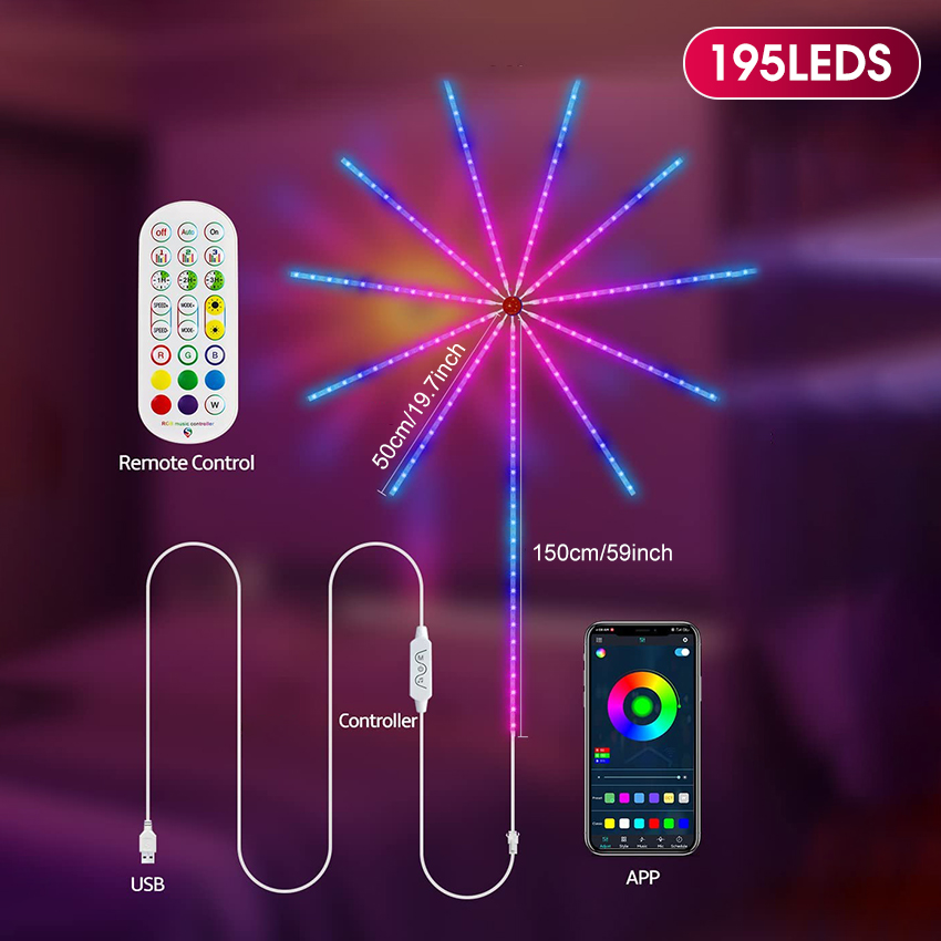 110/195 LED Strip Lights Dream Color La-mp Christmas Lights 5050 RGB Strip Lights Smart Flexible LED Fi-rework Lights Music Sound Sync Lights with APP Remote Control DC 5V. 