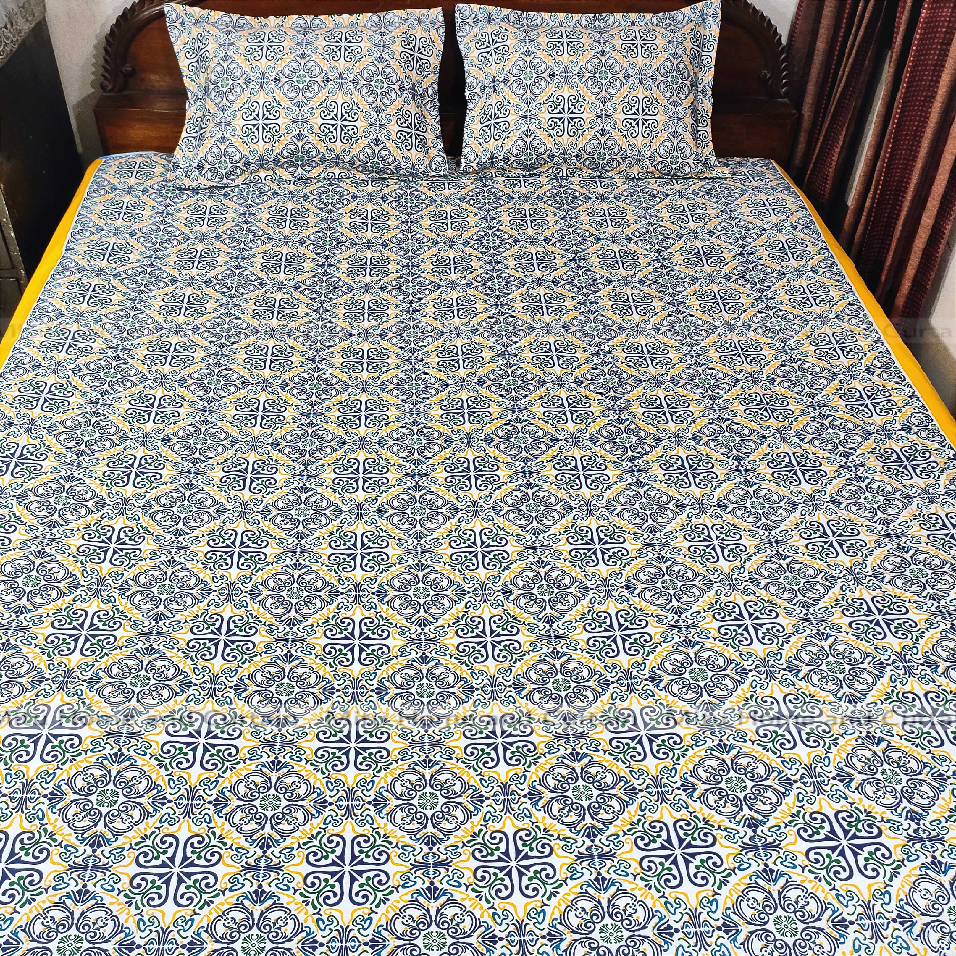 King Size Bedsheet Set with Two Pillow Covers. 