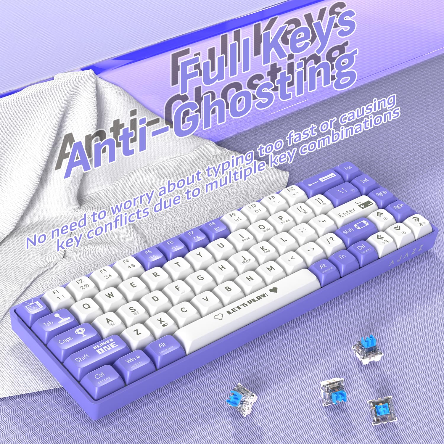 AJAZZ AK680 Wired Mechanical Keyboard 60% Compact Layout 68 Full-key Hot-Swappable RGB Backlight Gaming Keyboard For PC/Laptop. 