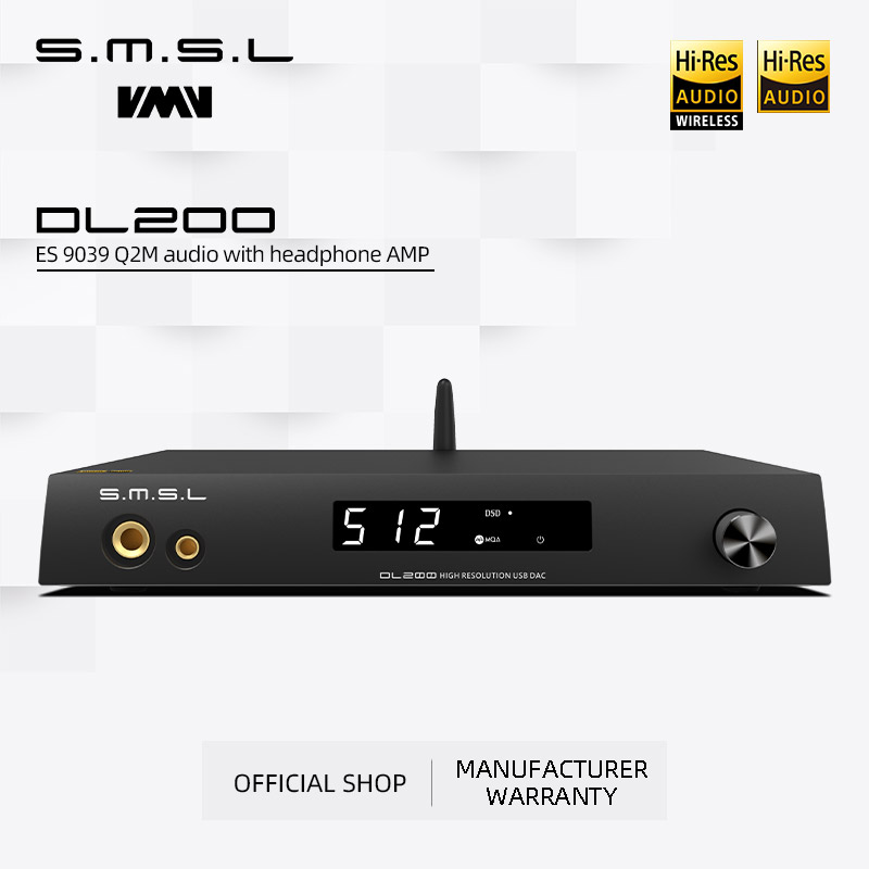 SMSL DL200 AUDIO DAC Headphone Amplifier MQA-CD ES9039Q2M True Balanced  Bluetooth APTX HD OPA1612 DSD512 With Remote Control