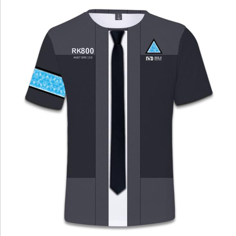 Game detroit become human 3D T Shirt Men Women detroit : become human connor RK800 Short Sleeve T-Shirt Male Tshirt Streetwear