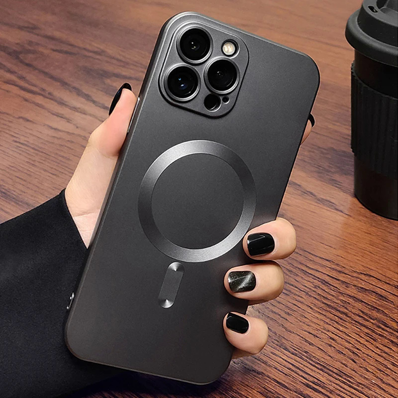 【Healer DingD】Lens Protection Case For Magsafe Wireless Charging Phone Case For iPhone 15 14 13 12 11 Pro Max Soft Magnetic Matte Bumper Cover. 