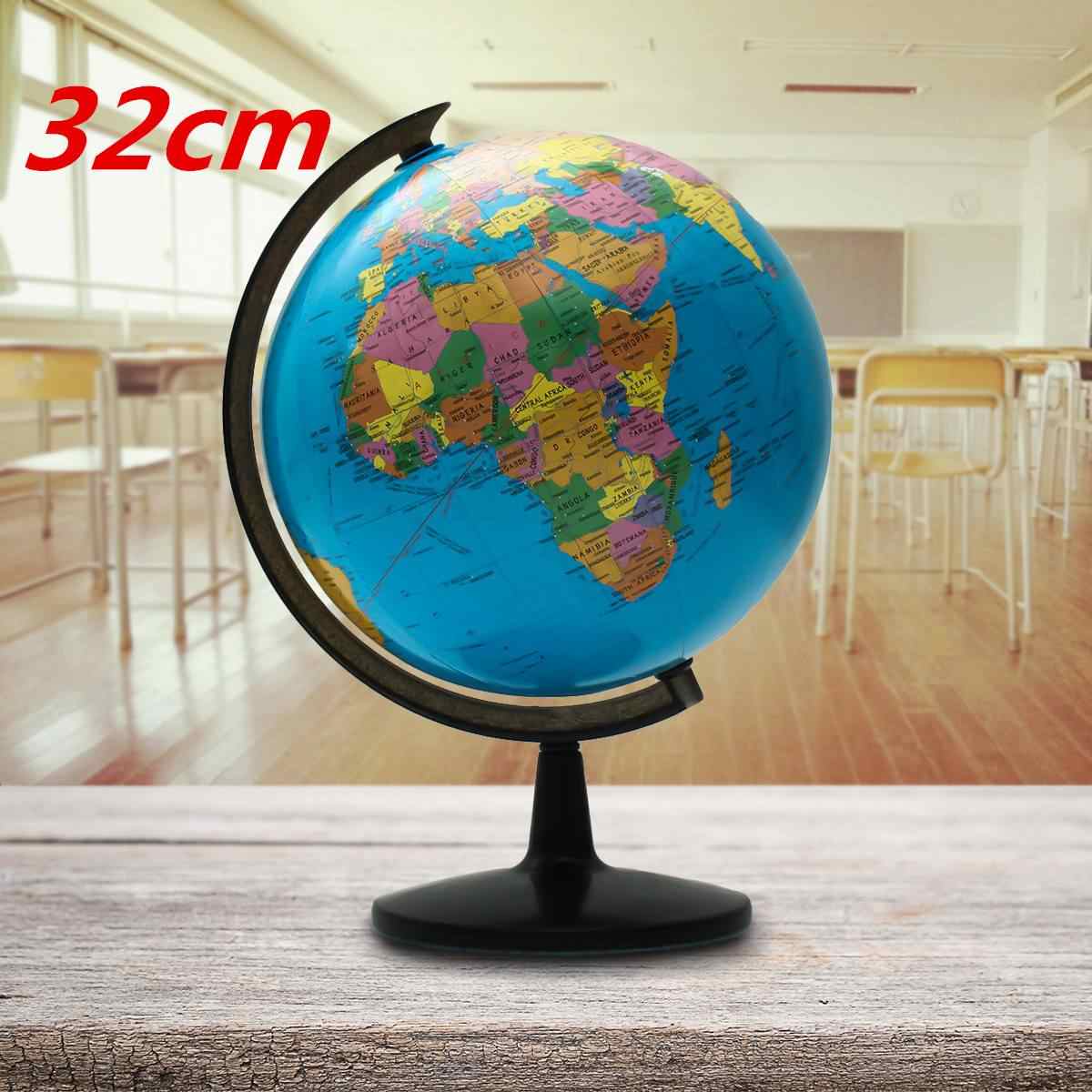 32cm World Globe Educational Political Map Swivel Rotating Desk Top Globe - Geography Learning Home School Office Decoration - Diameter 32cm. 