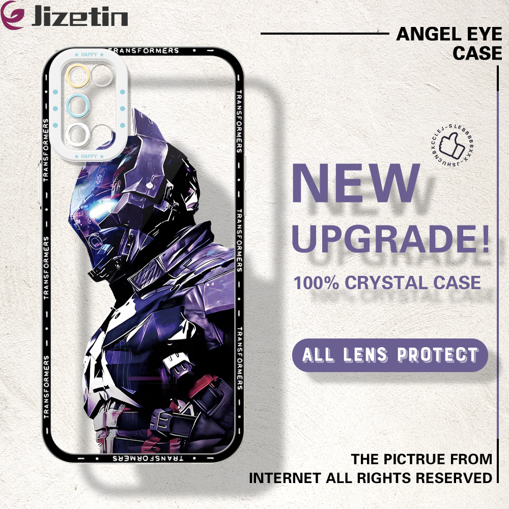 Jizetin for OPPO A52 A92 Back Cover Crystal Transparent Iron Warrior Soft Full Camera Cover Protection Phone Cases
