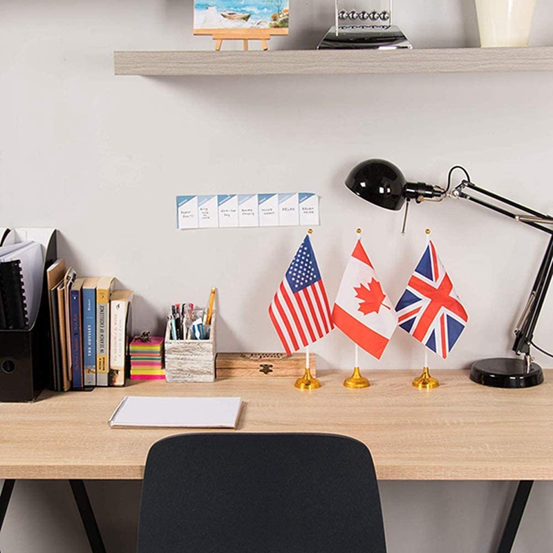 25Pcs Gold Mini Hand Held Flag Stand Base Table Flag Base Bar Restaurant Party Conferences Desktop Display Decoration. 