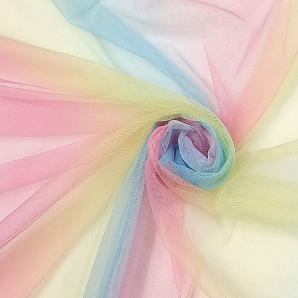 5 Yards 62 Inch Wide Rainbow Mesh Netting Sheer Rainbow Colorful Net Fabric Mesh Netting Ribbon for Skirt Dress Crafts