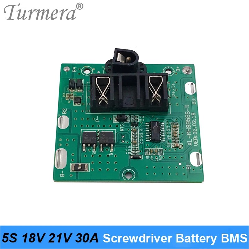 Turmera 5S 18V 21V 30A BMS Lithium Battery Board with Balance for 20V 24V Screwdriver Drill and Vacuum Cleaner Battery Pack Use. 