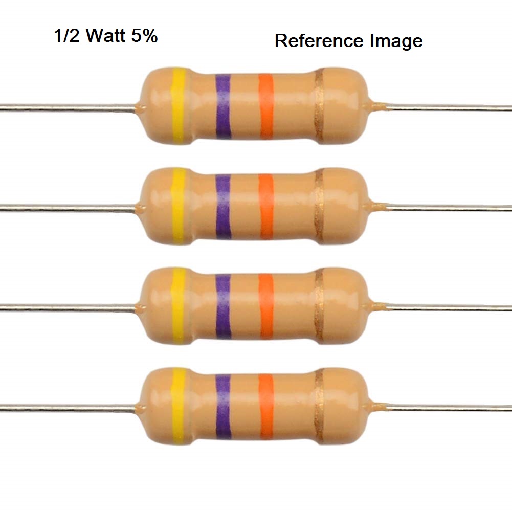 100Pcs- 1/2 Watt 47K Ohm Resistor 1/2W 47K Ohm Carbon Film Resistor 47K Ohm Half Watt Resistance 0.5 Watt 5% Tolerance Fixed Resistors Passive Components 2 Pin Leads Terminals. 