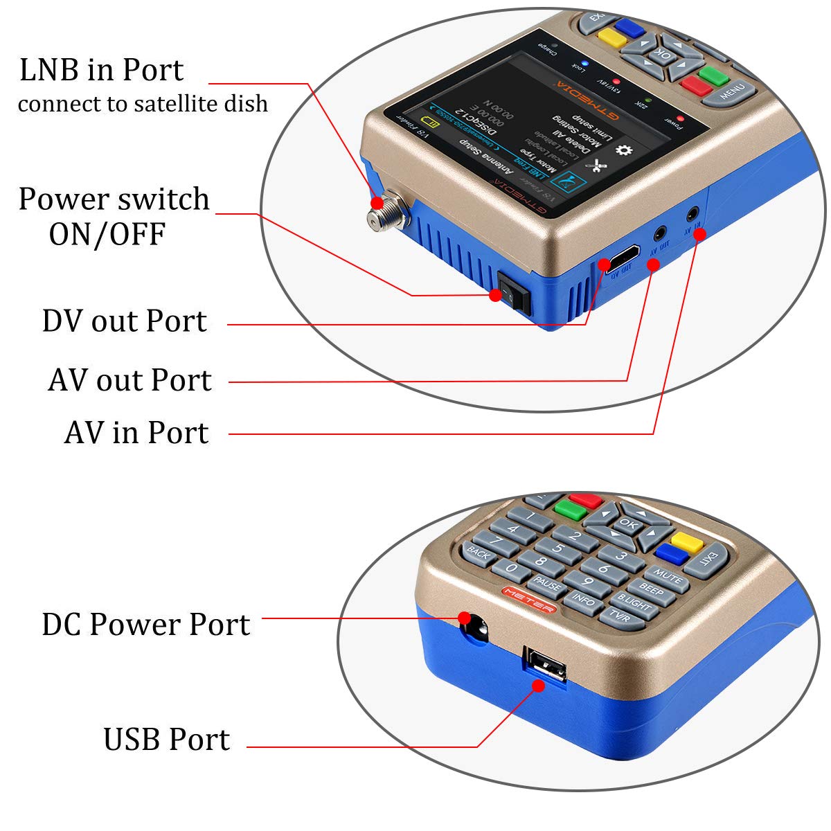 GTMEDIA V8 Finder Satellite Finder DVB-S2/S2X Digital High Definition Sat Finder DVB S2 HD 1080P Satellite Meter Satfinder (used product). 