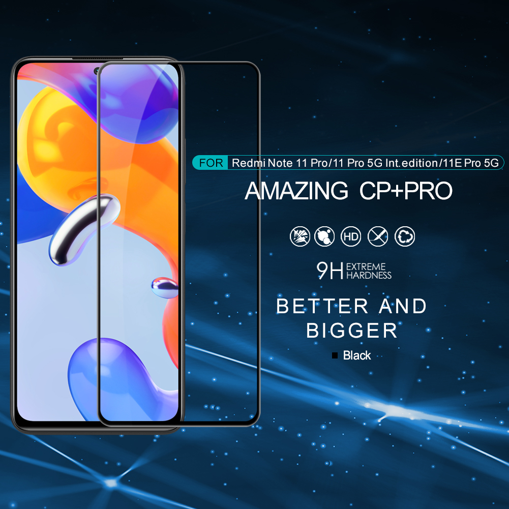 Nillkin 2.5D Full Cover Tempered glass for Xiaomi Redmi Note 11 Pro / Redmi Note 11 Pro 5G / Redmi Note 11E Pro 5G Screen Protectors CP + Pro Explosion-Proof Protective Tempered Glass Film. 