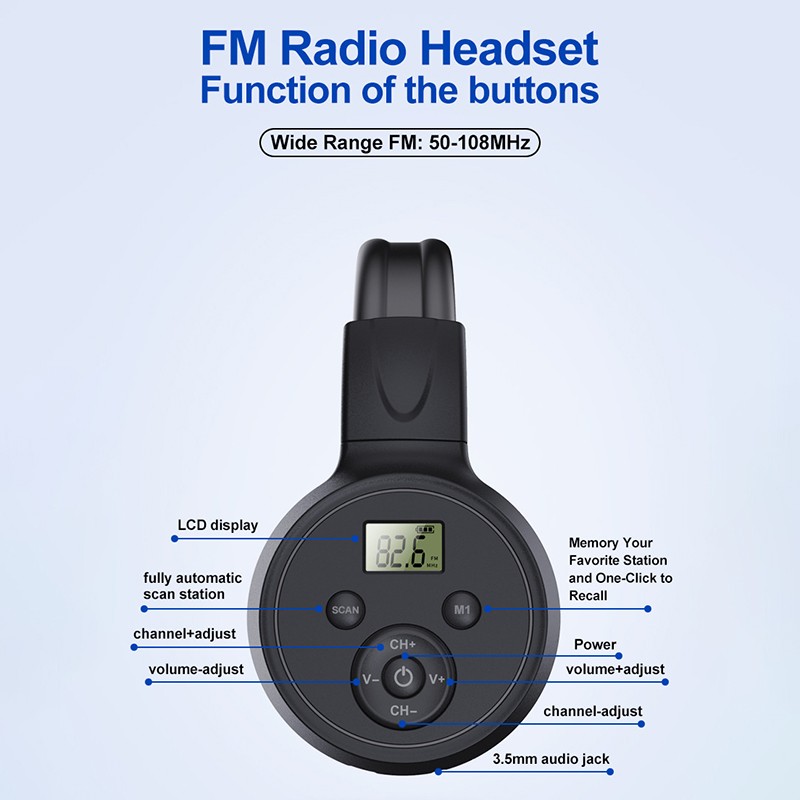 【FUPANG】portable FM radio receiver 3.5mm wired headset radio earphone receiver. 