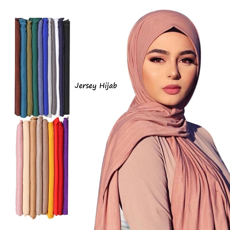 Modal Cotton Jersey Hijabs Scarf Women Long Muslim Shawl Plain Soft Shawl Hijabs For Woman Muslim Voile Head Wraps Ramadan
