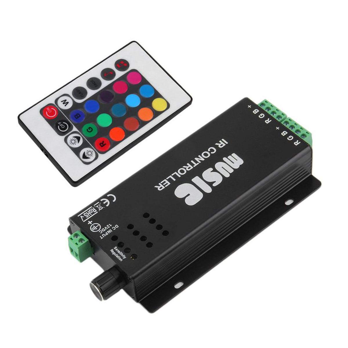 Nax Ma Black 24 Key Music Ir Remote Controller Sound Sensitive For Rgb Led Strip Light-Black