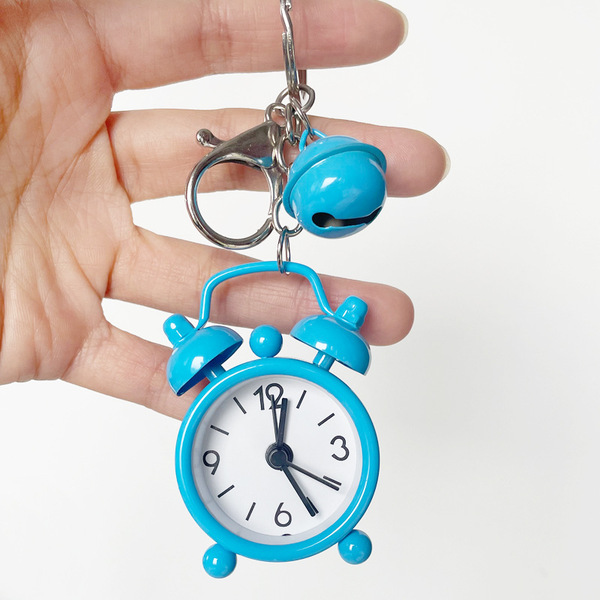 1 Pcs Mini Alarm clock key chain pendant creative car Ladies Bag key Ring small gift - Key Ring