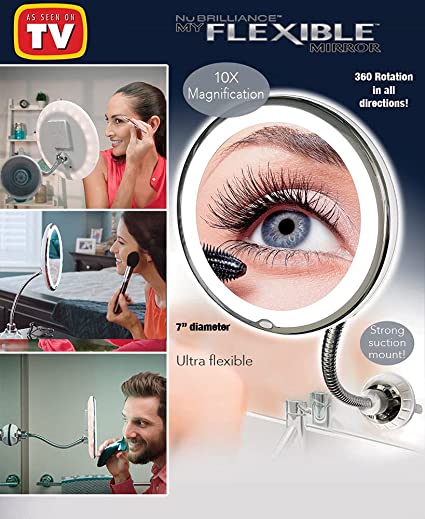 Makeup Mirror LED Light Flexible Vanity Mirror Light 10X Magnifying Mirror Portable Illuminated Mirror Bathroom Wall Mirror Led