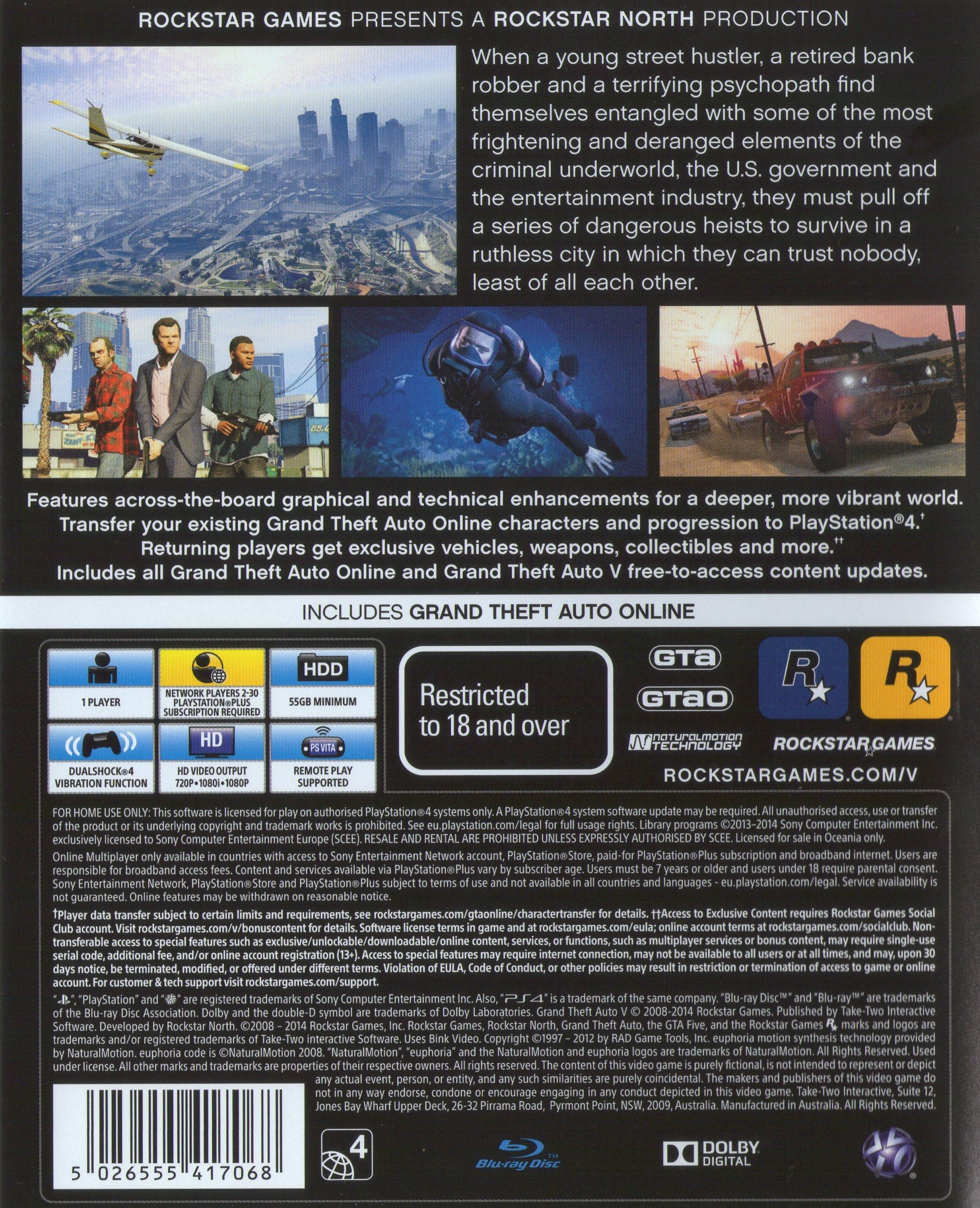 GTA 5 Premium Edition PS4 Game Closed Case Security Strip Fast Delivery. 