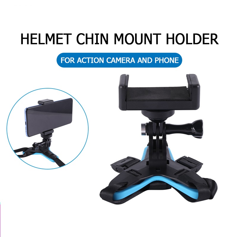 Adjustable Helmet Chin Mobile Mount with Holder: Secure Motorcycle Helmet Stand for Action Camera and Phone Accessories. 