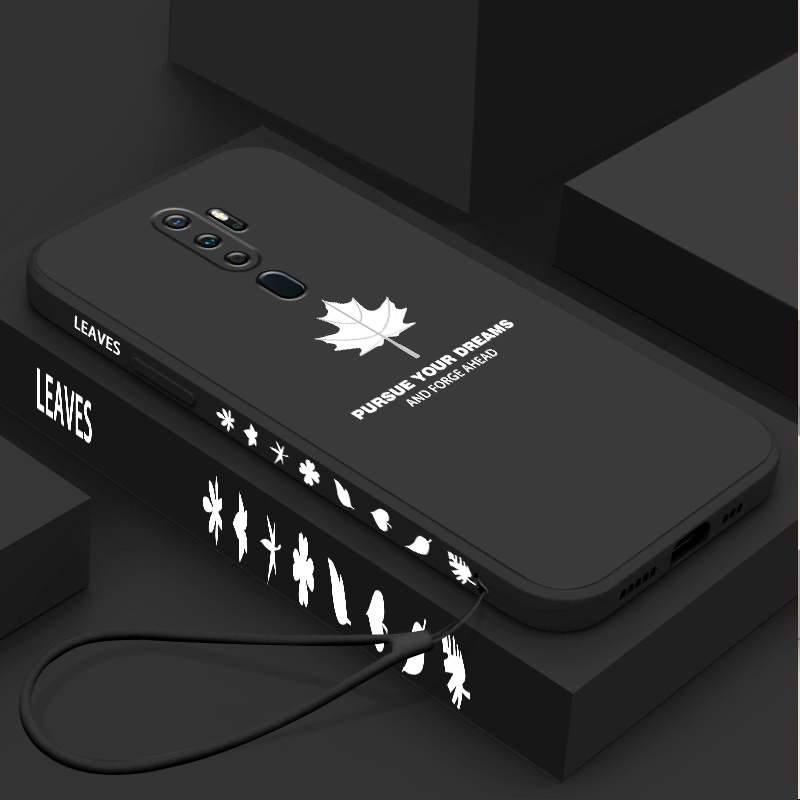 Read stock for Case OPPO F11 PRO A53 F9 F11 A7 A5S A12 A15 A15S A72 5G A73 5G 5G F15 A7X A9 A9X Style Maple Leaf Simple Side Liquid Silicone All-Inclusive Frosted Phone Case With Exquisite lanyard oYB7. 