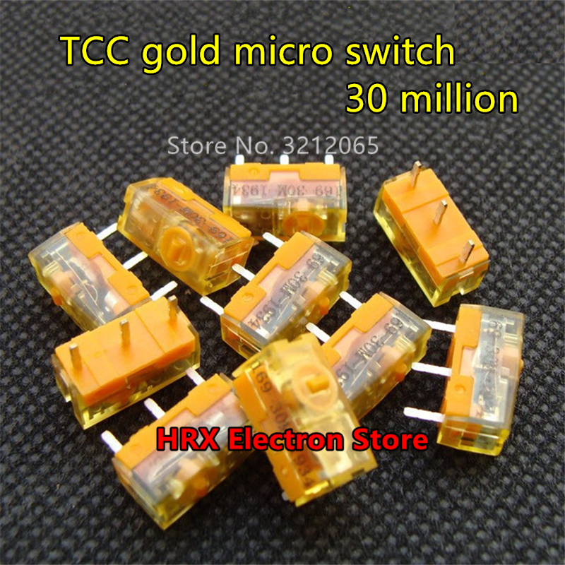 10PCS New pattern Original TTC dustproof gold series mouse micro switch 3 Pin gold contactor 30 60 80 million clicks lifetime