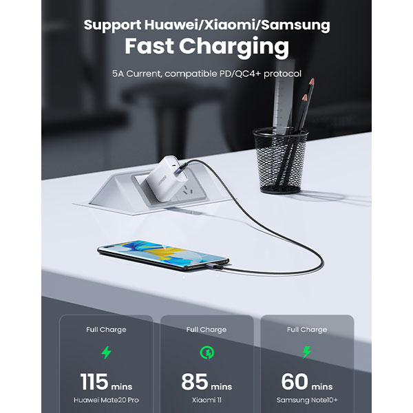 UGREEN US535 (15311) USB-C to USB-C 240W PD Fast Charging Cable - 1m - 240Watt USB C Cable - Equipped with an intelligent E-Marker chip - Compatible with Almost All USB C Devices - Built for Longevity. 