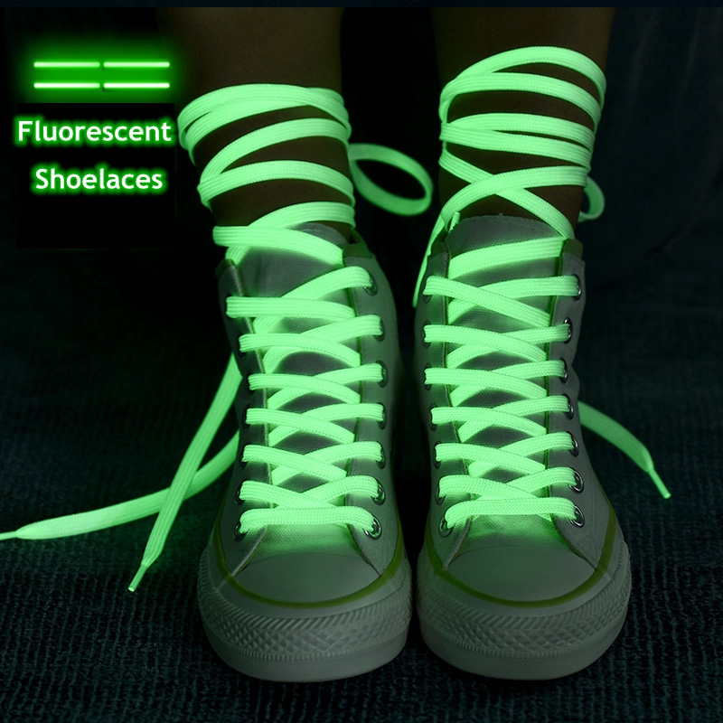 Funny Luminous Shoelaces Flat Sneakers Canvas Shoe Laces Glow In The Dark Night Color Fluorescent Shoelace 80/100/120/140cm. 