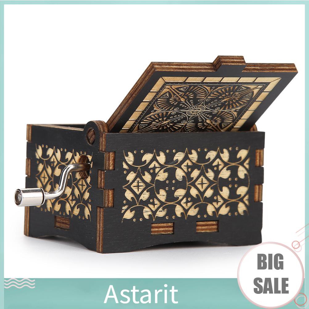 Astarit~Music Box, Engraved Musical Boxes, You are My Sunshine Wooden Carved Hand Cranked Music Box for Day. 