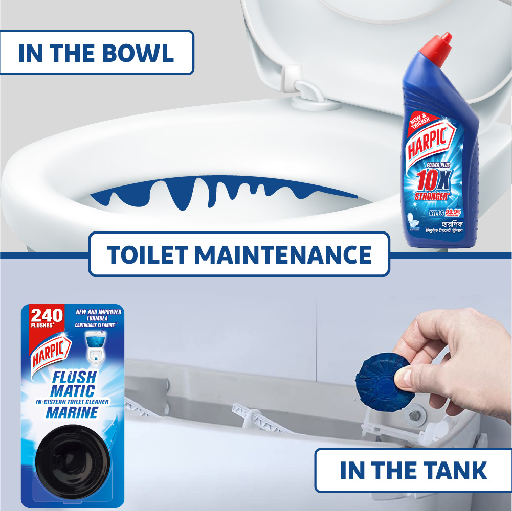 Harpic Flushmatic 50gm in-Cistern Toilet Cleaner, Automatic Cleaning with Every Flush. 