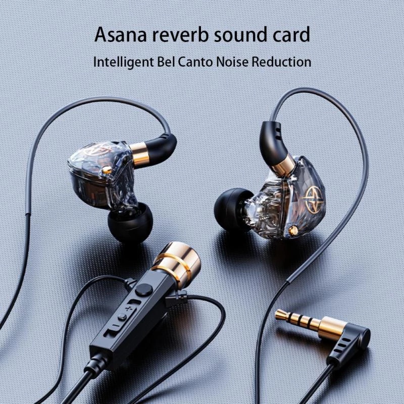 【Readystock + FREE Shipping+ COD】 Kt-02 3.5mm Jack Wired Headphones In-Ear Earphone Sport Earbud With Noise-Cancelling Dynamic Hd Mic For Live Singing Recording. 