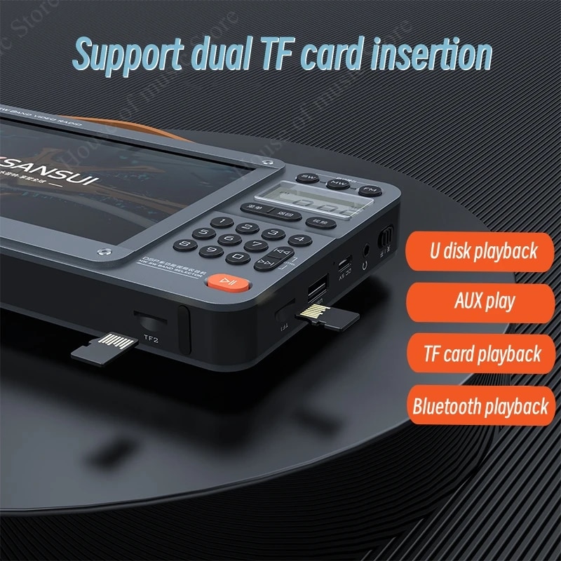 Sansui F51/F50 High-definition Screen Portable Speakers Multifunctional BT Retro Digital FM Radio MP3 Player USB TF/Recording. 