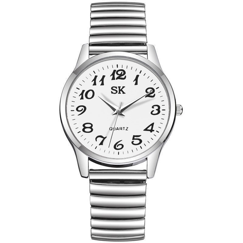 Old Watch Retro Old-Fashioned Large Watch Plate Large Digital Spring Elastic Belt Parents Mother Medium Quartz Watch. 