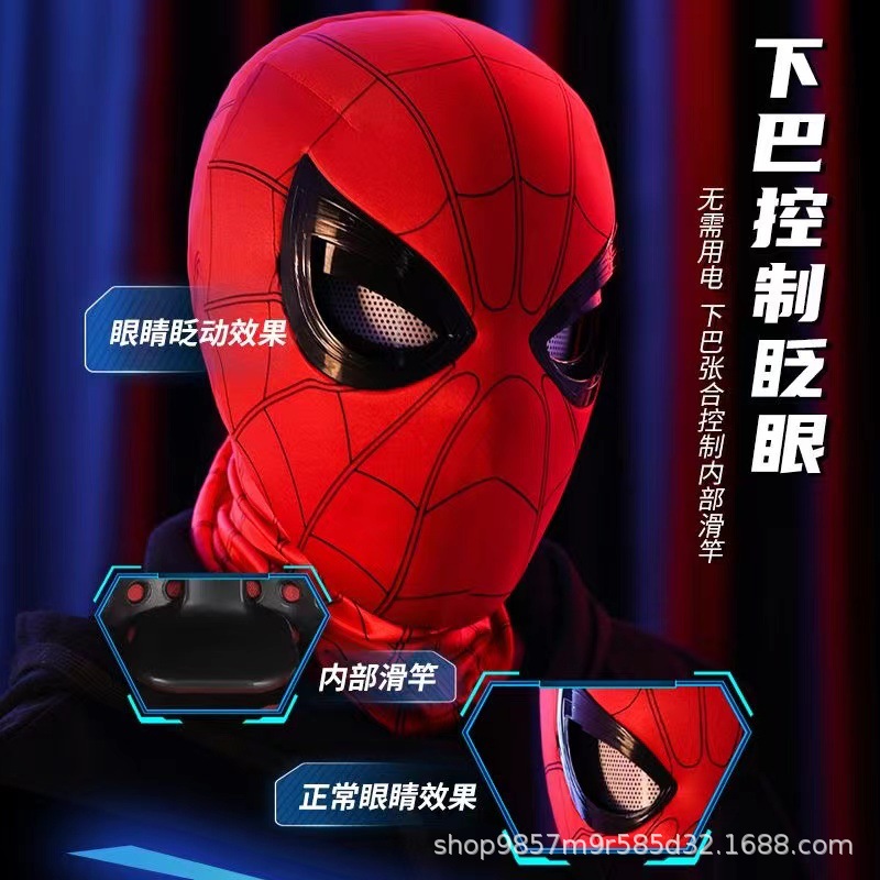 Eye Movable Ring, Haruka Spider-Man Head Cover, Eye Control, Manual Electric Blinkable Eye Mask, Extraordinary Heroes Expedition Helmet. 