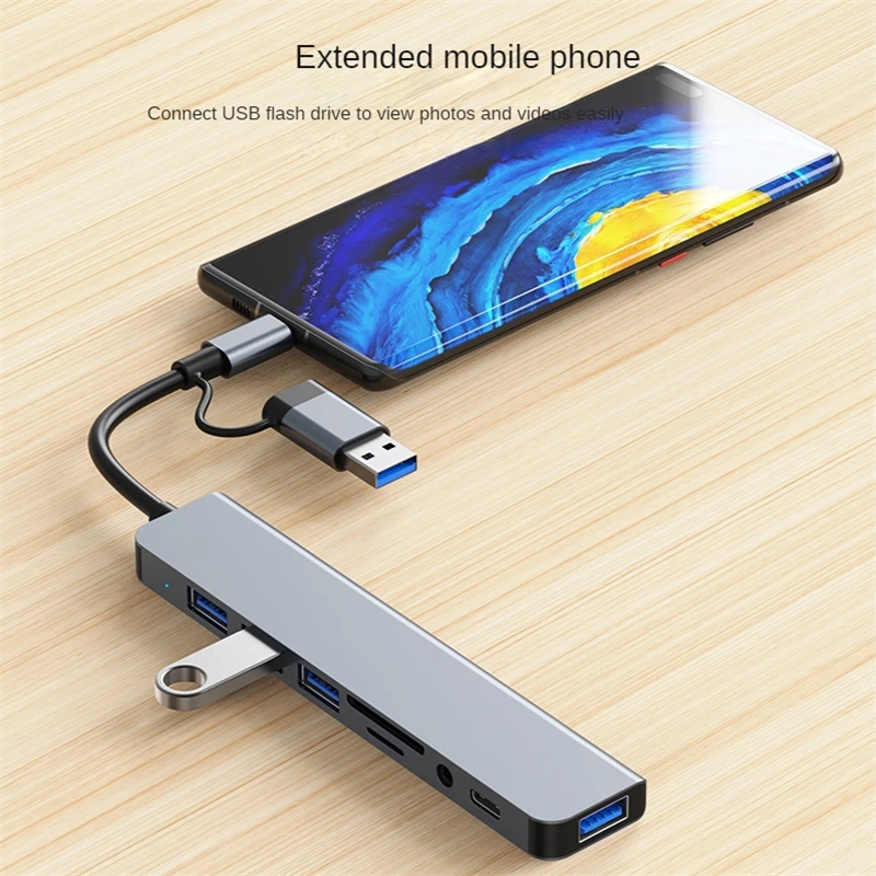 8-IN-2 USB HUB 3.0 USB-C HUB Docking Station Gbps High Speed Transmission USB Splitter Type C to USB OTG Adapter For Macbook Pro. 