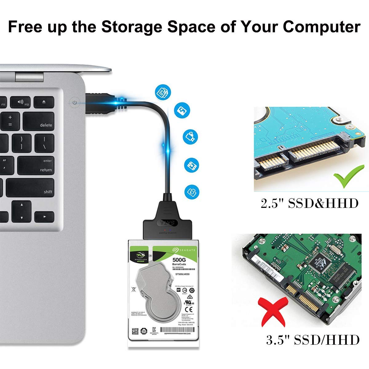 High-Speed USB SATA Cable External Hard Disk Reader 2.5 HDD SSD Hard Drive Adapter 22cm/35cm/50cm USB 3.0/2.0 for Optional. 