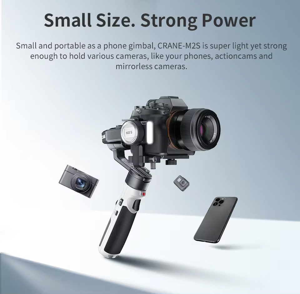 ZHIYUN Crane M2S Combo 3-axis Gimbal Stabilizer for Action Camera Smartphone Gimble for Sony A6600/A6500/A6400 A7C Canon EOS R. 