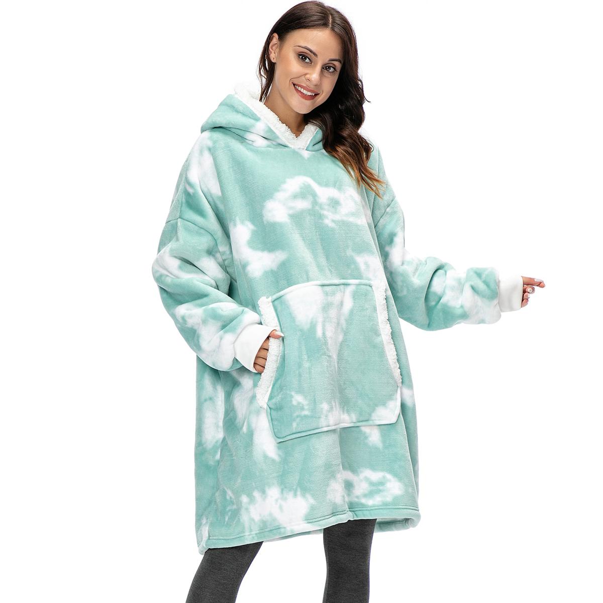 Blanket Hoodies Mujer Tie Dye Winter Sherpa Oversized Hoodie Women