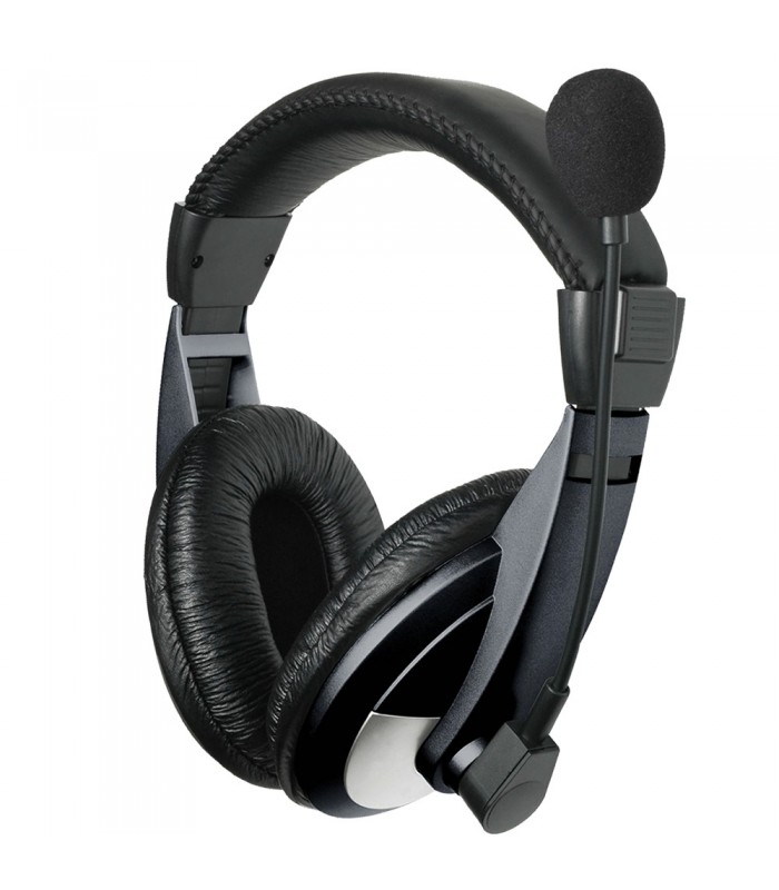 Astrum HS120 / HS125 Dual Plug Large Stereo Headphones with Mic Large Cup Wired Headset with Mic For Computer Laptop. 