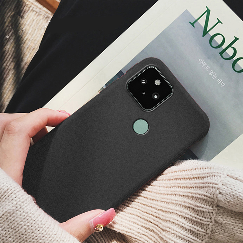 Tokifu For Google Pixel 5 Back Cover Matte Simple Solid Color Soft Silicone TPU Case. 
