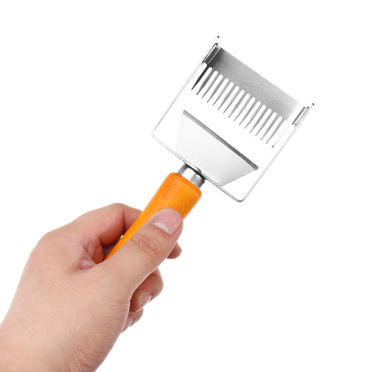 【New collection choose】---Stainless Steel Bee Hive Uncapping Honey Fork Scraper Shovel Tool Wood Handle. 
