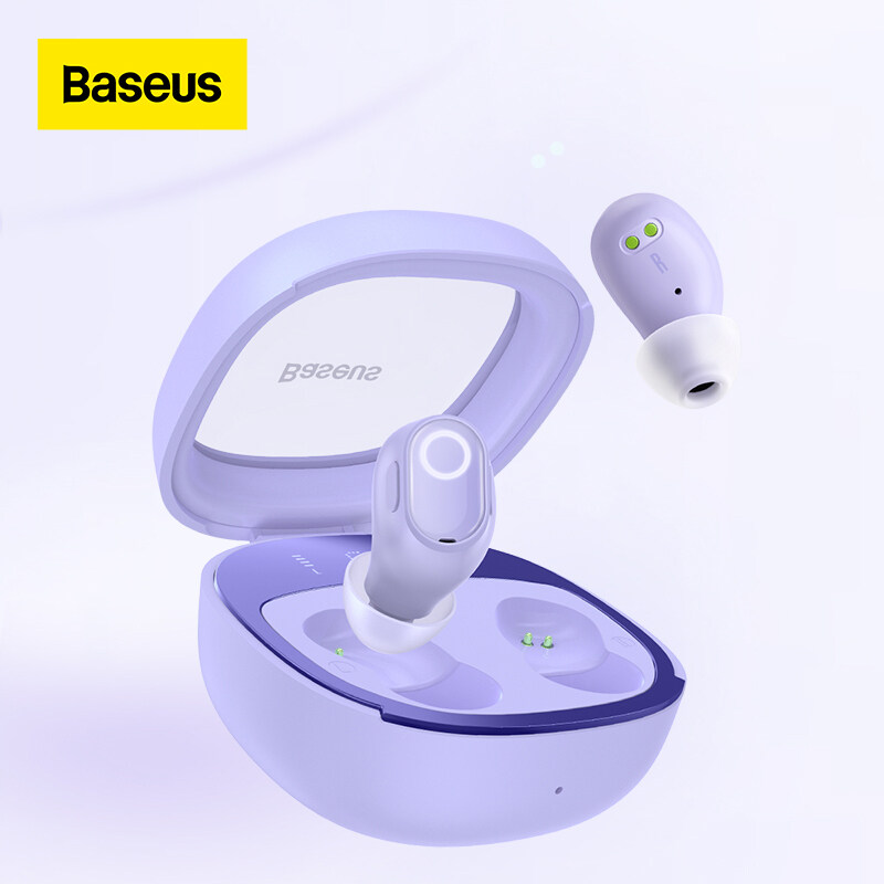 Baseus Bowie WM02+ Wireless Bluetooth Earphone Transparent Case With Smart Display Wireless Earbuds With Mic Touch Control App Support Low-Latency Earphone. 