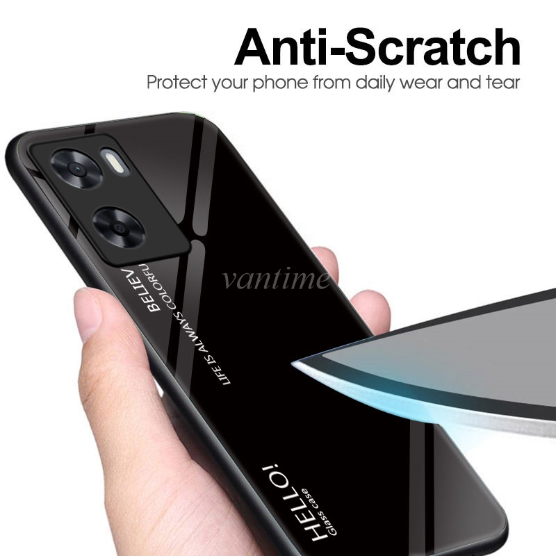 【3C VictoryEagle】For 4G 2022 /Oppo a77s case gradient color back cover glass. 