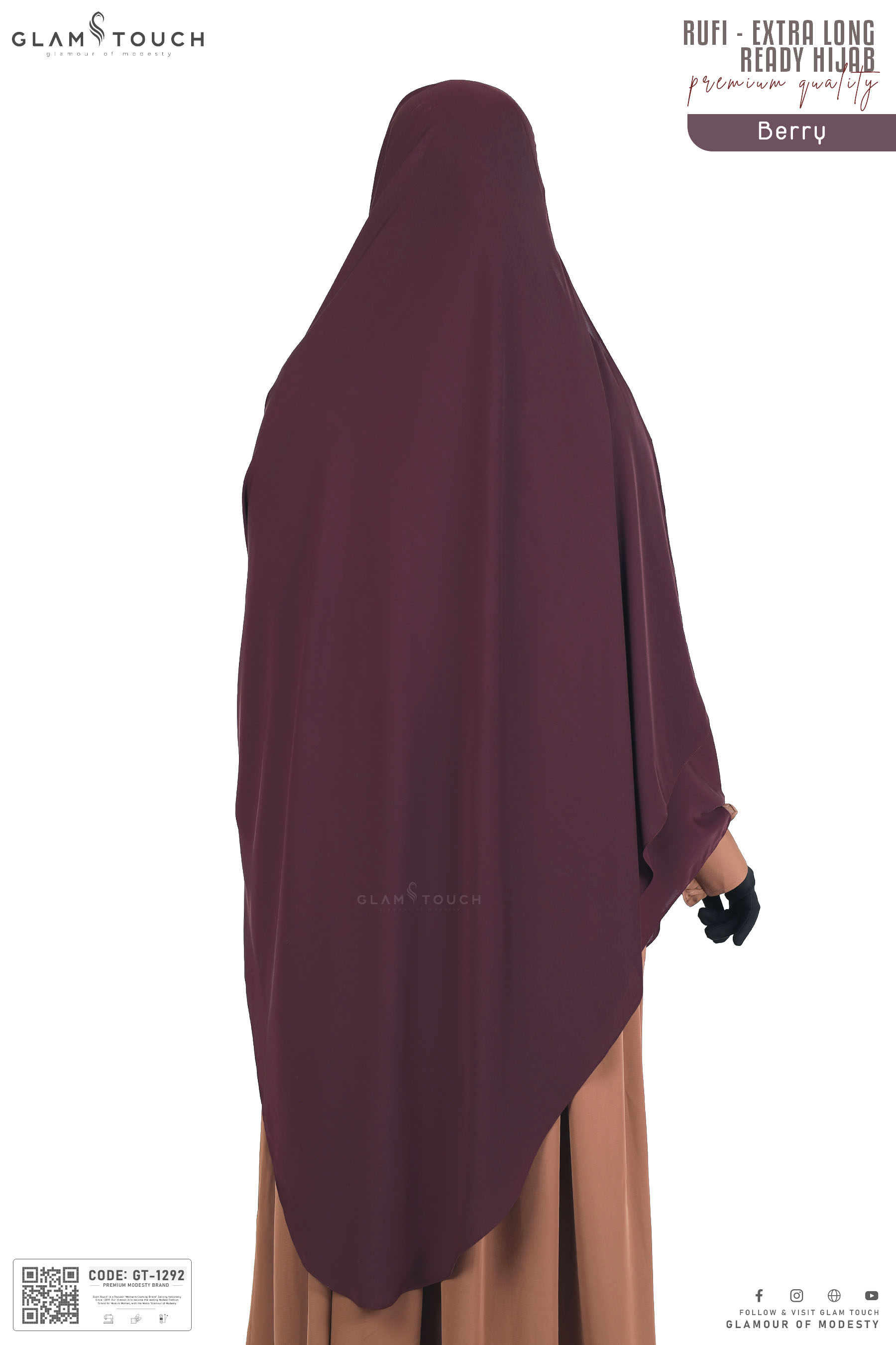 Glam Touch Extra Coverage One Loop Ready Hijab Set. 