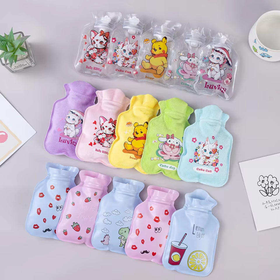 New Transparent PVC Hot Water Bag Cute Shin Chan Cartoon Water Injection Filling Bag Hand And Tummy Warmer Bottles Winter Christmas Party Gift Cute Cartoon PVC Hot Water Bottle Creative Water Filling Hot Water Bag Hand Warmer. 