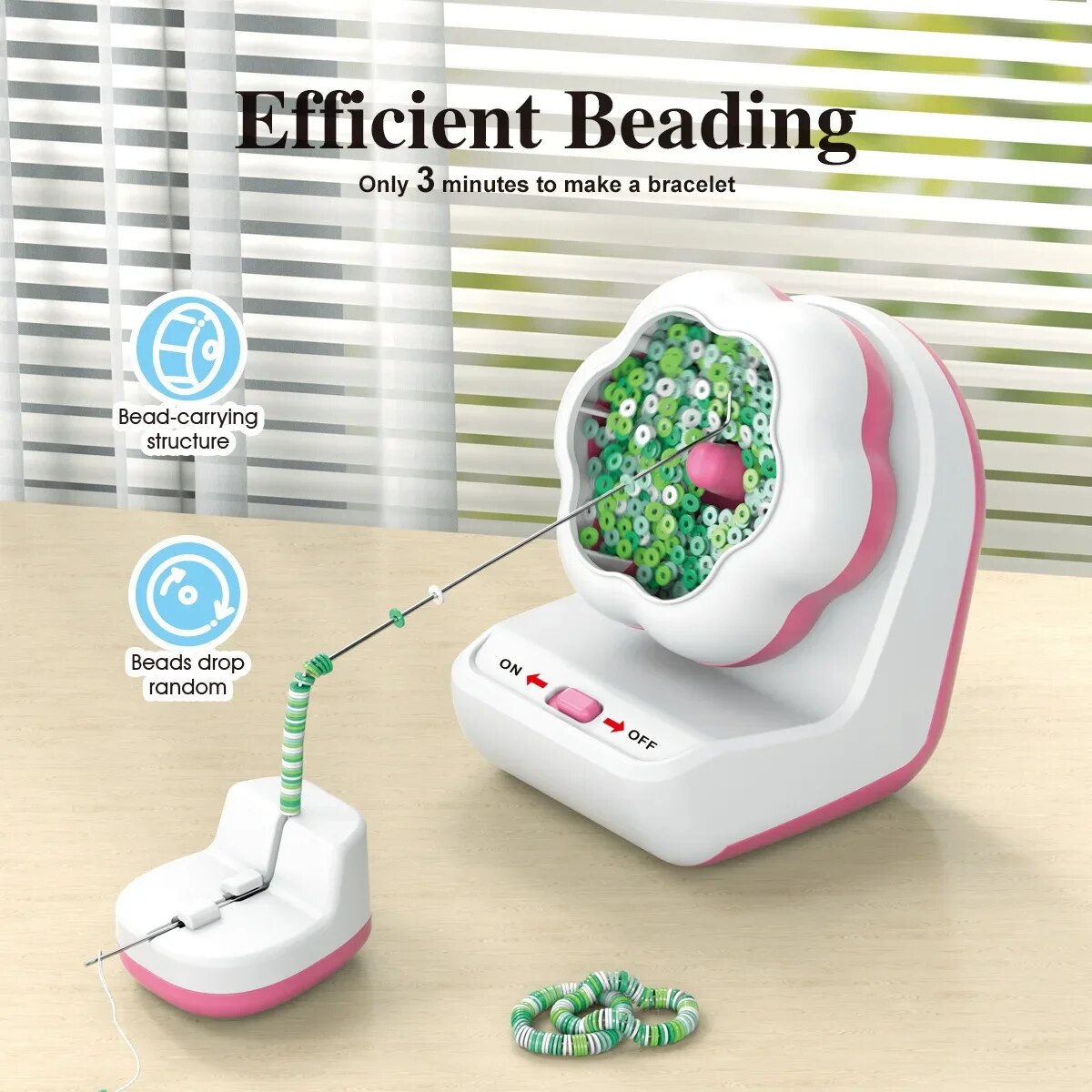 Electric Automatic Bead Threader Beading Machine DIY Bracelet Waist Bead Spinning Loader for Jewelry Making